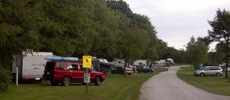 These are campers lined up in the campground.